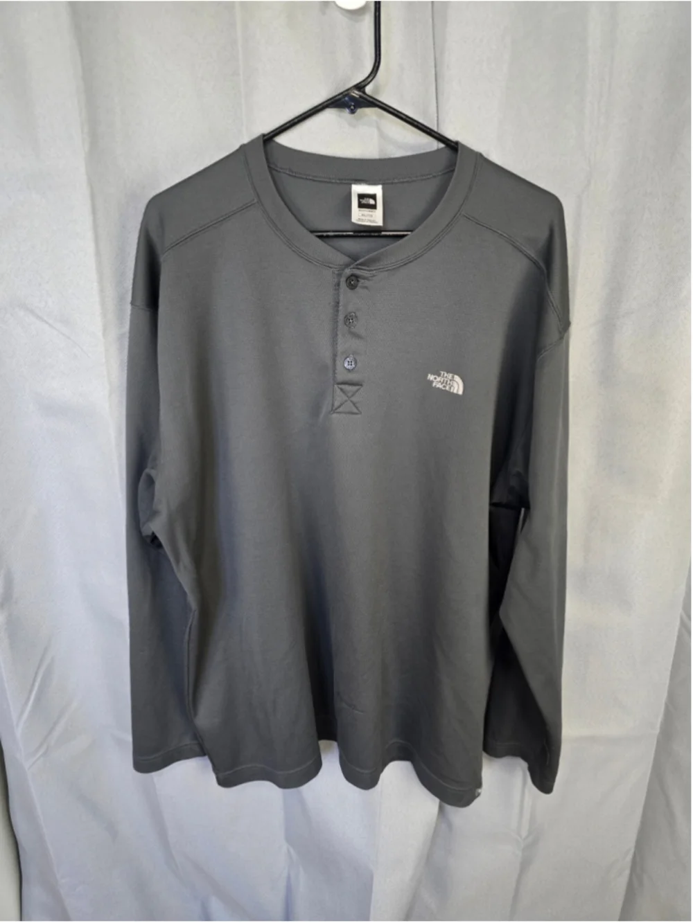 Men's The North Face Long Sleeve Henley Shirt XXL Grey